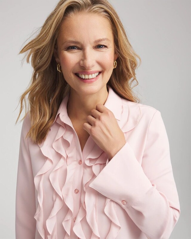 Ruffle-Trim Chiffon Blouse - image 5